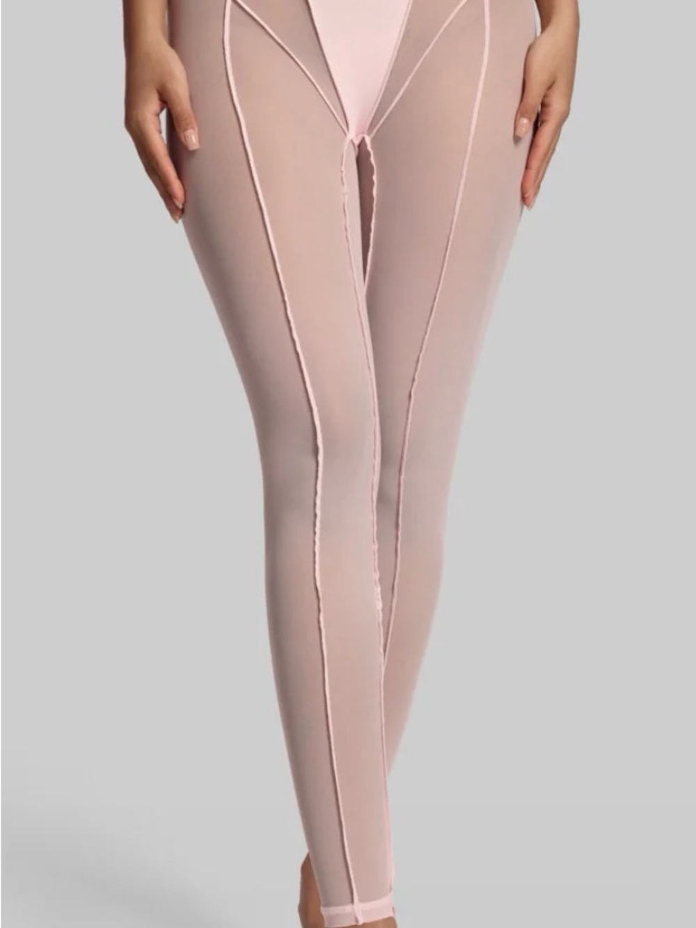 BetterMe Semi-Sheer High-Waist Leggings in Blush Pink New Medium